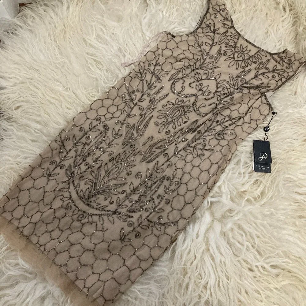 ADRIANNA PAPELL Sleeveless Beaded Short Dress - Picture 2 of 13